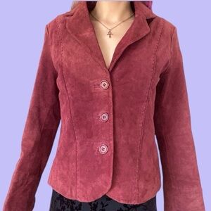 VTG 1990s Cleo Petites Blood Red Suede Blazer